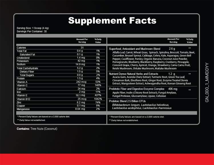 Ultra Boost Juice Supplement Facts