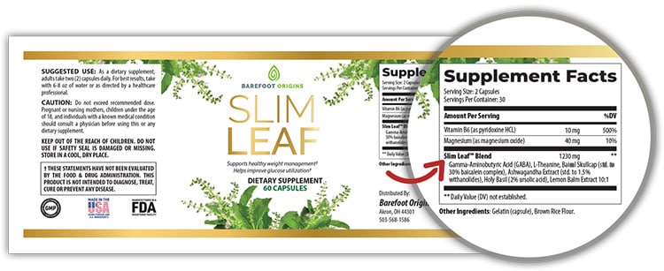 Slim Leaf Supplement Facts