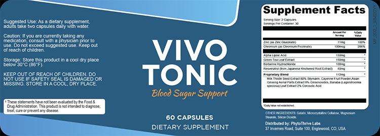 Vivo Tonic Supplement Facts