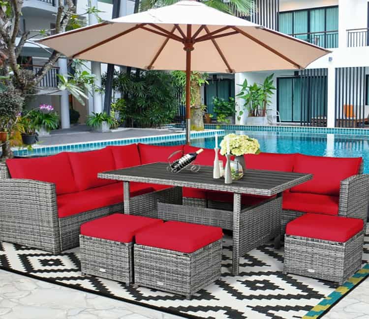 7 Pieces Patio Rattan Dining Furniture-Great deals